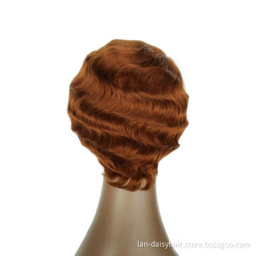 Most Popular Hair Texture For Black Women Finger Water Wave Full Pixie Cut Curly Women Human Hair Short None Lace Wig